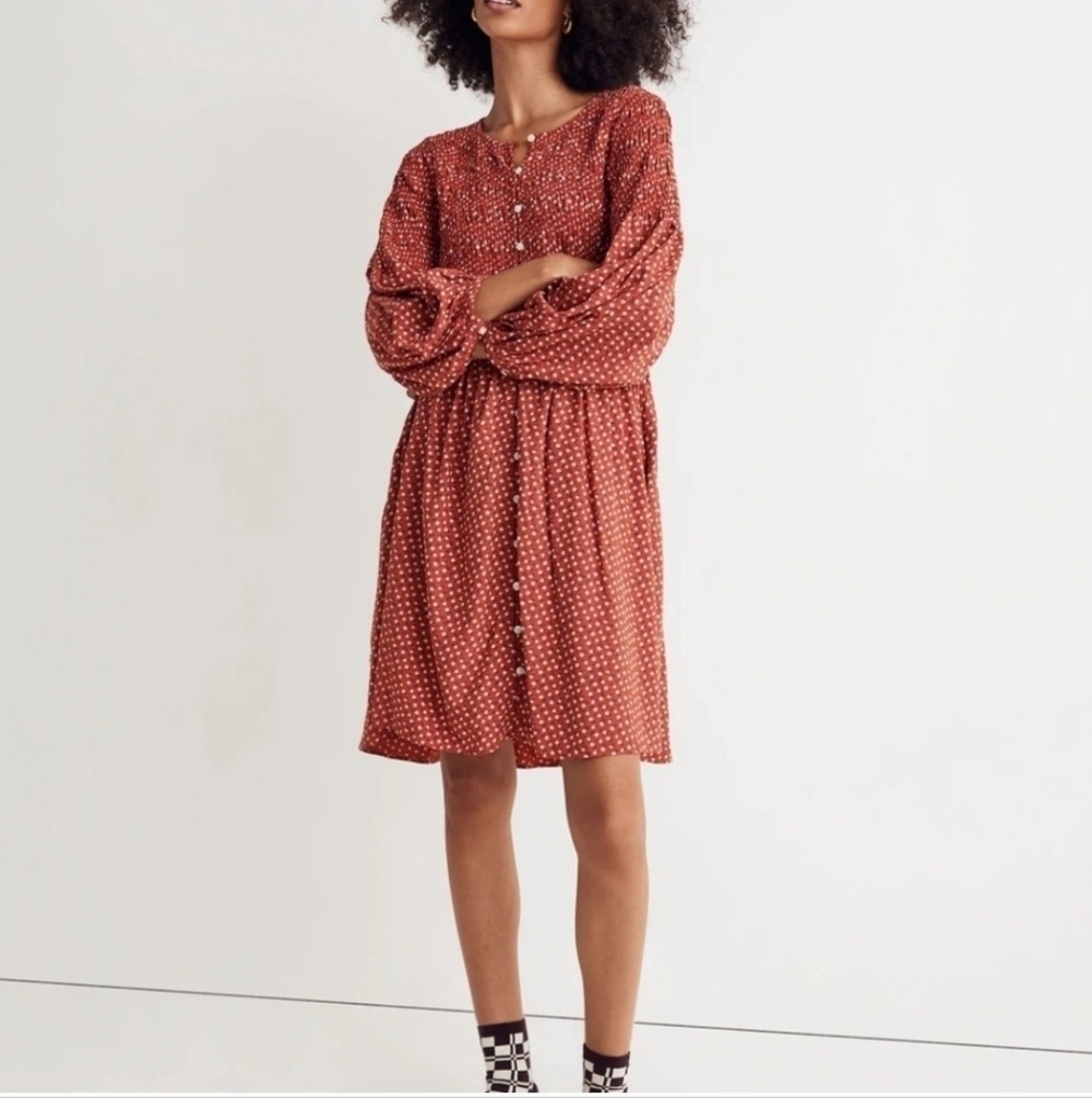 Madewell Challis Button Front Mini Dress Size L Daisy Floral